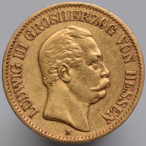 1877 Německo Hesensko Ludvík III. - 10 marek