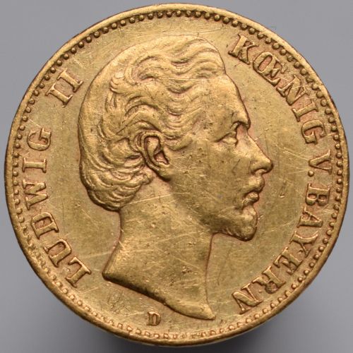 1880 Německo Bavorsko Ludwig II - 10 marek