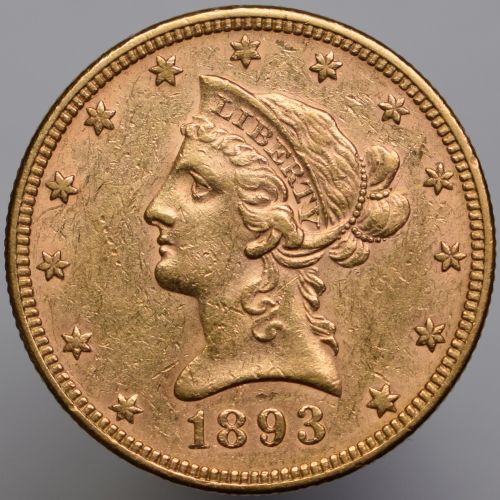 1893 USA Liberty Head Eagle $10 - 10 dollars