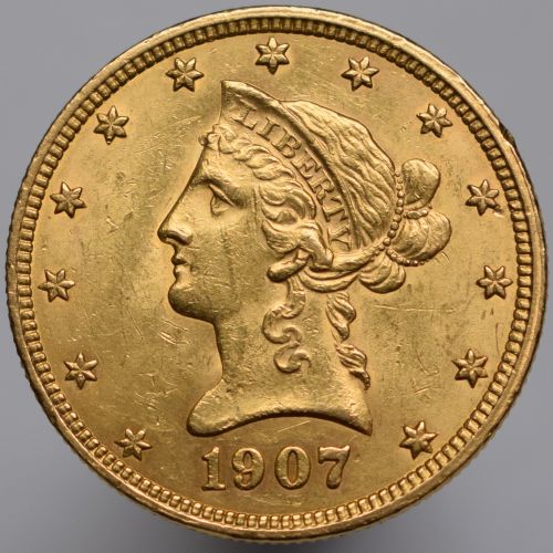 1907 USA Liberty Head Eagle $10 - 10 dollars