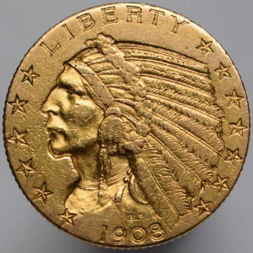 1908 USA Indian Head - $5 - 5 dollars
