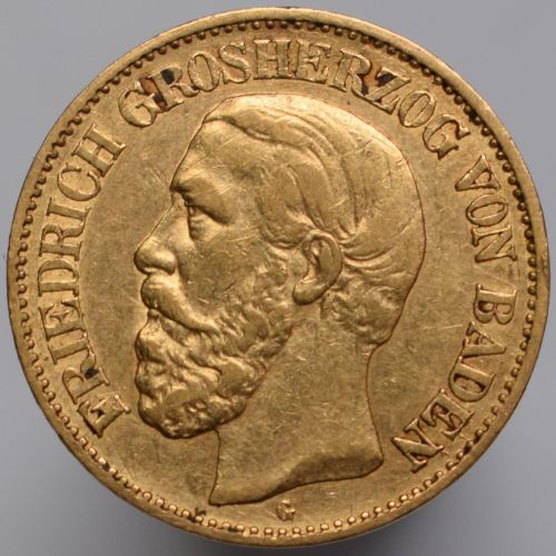 1876 ​​Deutschland Baden Friedrich - 10 Mark